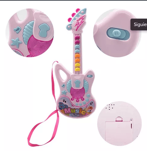 Stars Guitar Guitarra a pila con Luz y Sonido Rosa