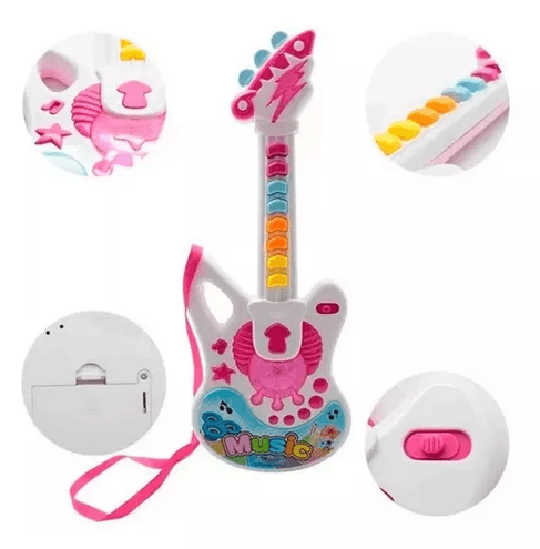Stars Guitar Guitarra a pila con Luz y Sonido Blanca