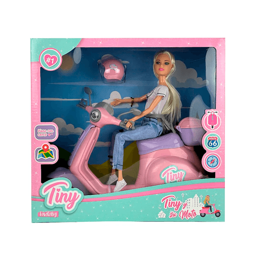 Muñeca Tiny y su Moto Remera Blanca
