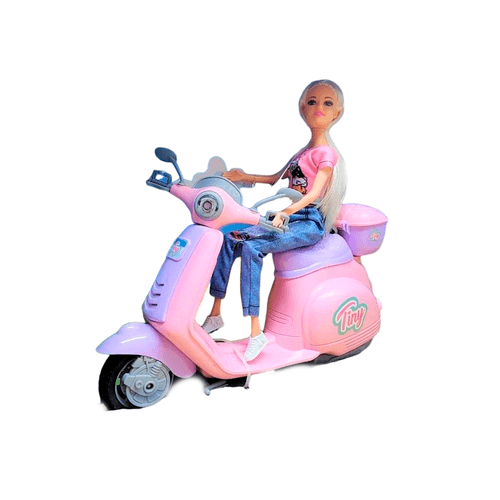 Muñeca Tiny y su Moto Remera Rosa
