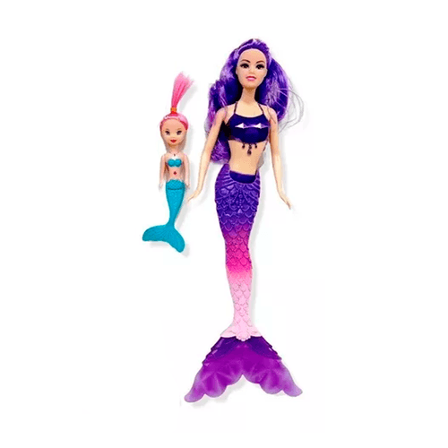 Muñeca Tiny Sirena y Mini sirena Violeta Lila y Blanco