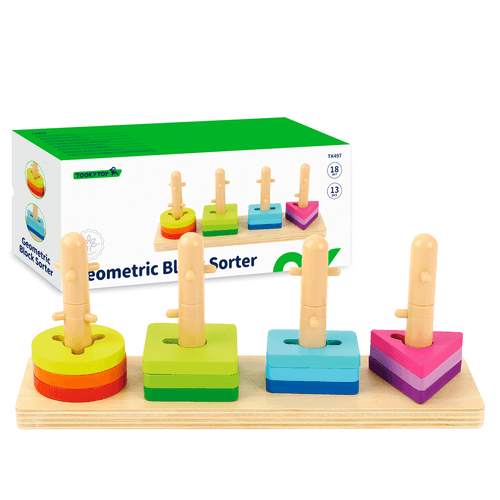 Juego Didáctico de Madera Tooky Toy Bloque Geométrico