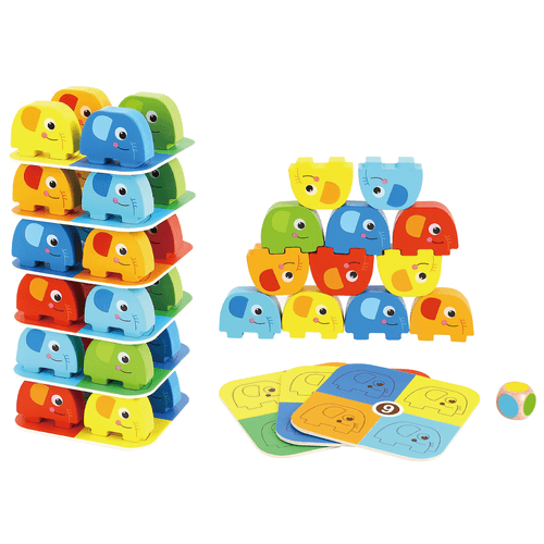 Juego Didáctico de Madera Tooky Toy Apilador de Elefantes