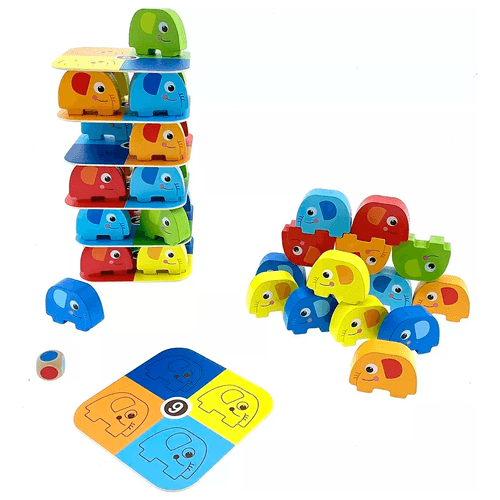 Juego Didáctico de Madera Tooky Toy Apilador de Elefantes