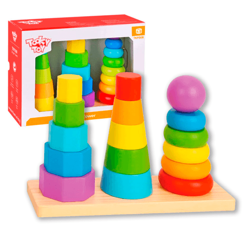 Juego Didáctico de Madera Tooky Toy Formas Apilables