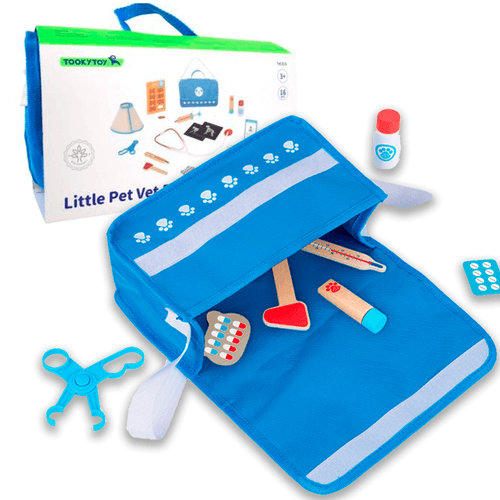 Juego Didáctico de Madera Tooky Toy Set Pequeño Veterinario