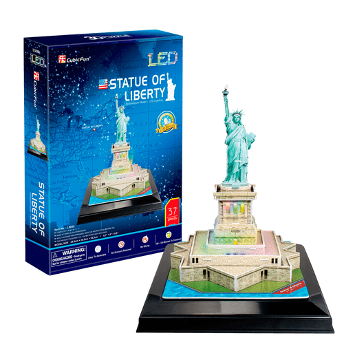 Cubic Fun Rompecabeza 3D Con LED Estatua de la Libertad Nueva York 37 Piezas