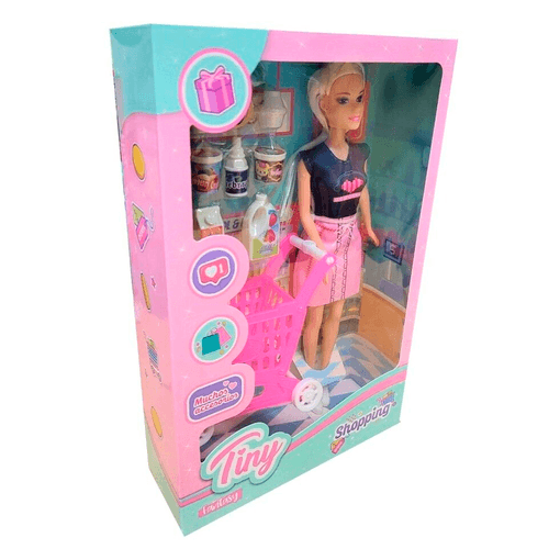 Muñeca Tiny Supermercado Remera Negra Br Infornia