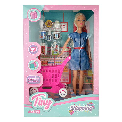 Muñeca Tiny Supermercado Vestido Azul