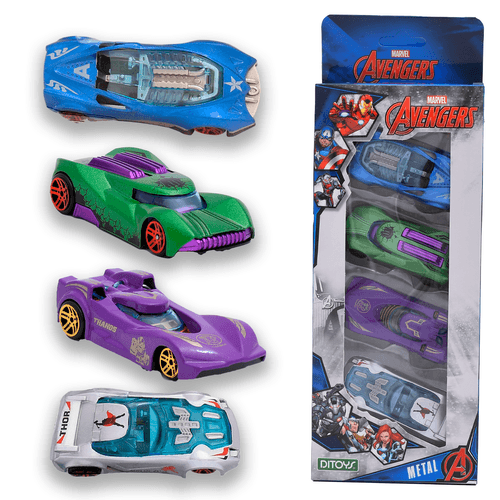 Set Vehículo Avengers Metal Car x 4 CVVB
