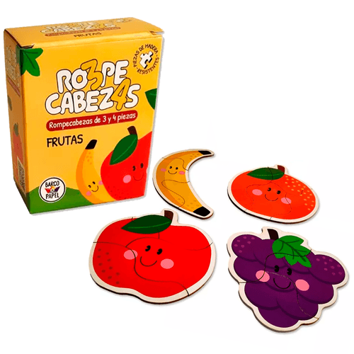 Set 4 Rompecabezas de 3 y 4 Piezas Frutas