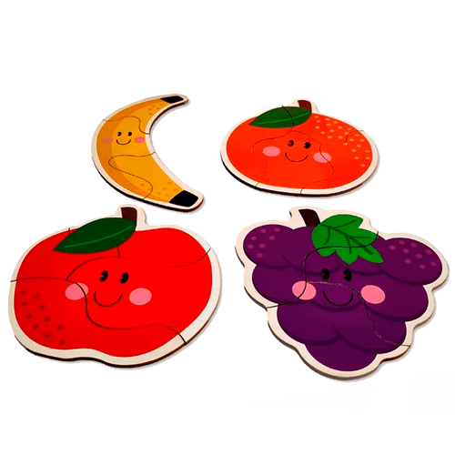Set 4 Rompecabezas de 3 y 4 Piezas Frutas
