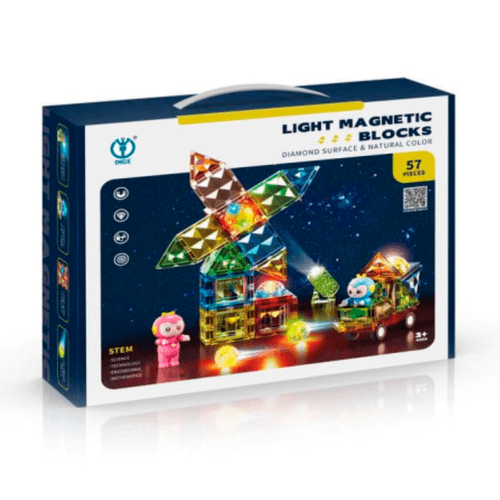 Magic Magnetic Bloques para Armar Simil Vitro con Luz 57 Piezas