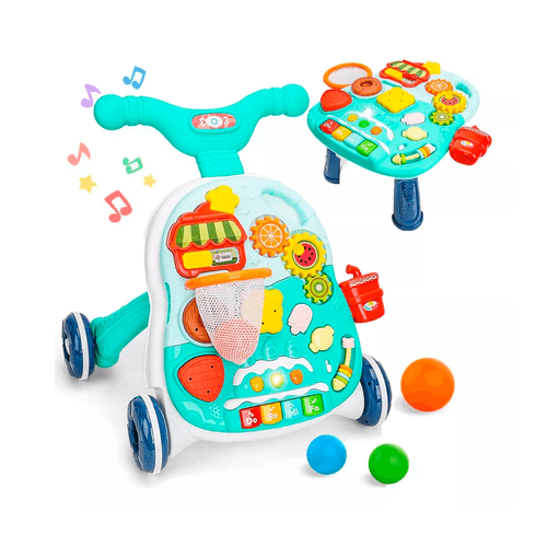 Andador Musical 2 en 1 con Mesa de Actividad Verde Agua
