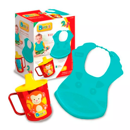 Set Hora De Comer Bimbi 2 En 1 Babero + Vasito