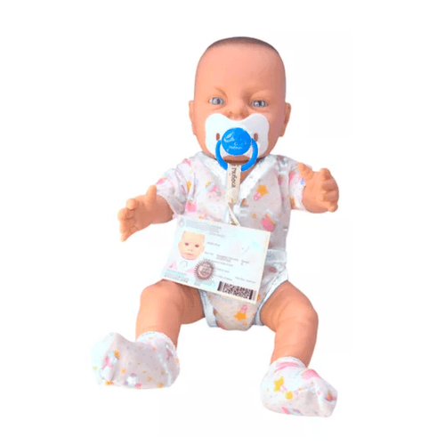Bebote Realista Camila/Agustín Soft 43 cm Blanco con Diseño con Chupete Magnético