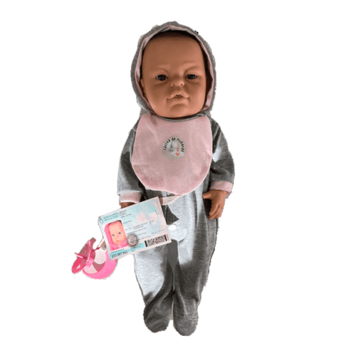 Bebote Realista Camila/Agustín Soft 43 cm con Babero Rosa y Chupete