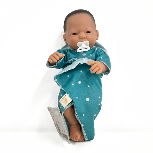 Bebote Realista Soft 25 cm con Bata Verde con Lunares