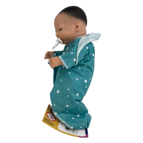 Bebote Realista Soft 25 cm con Bata Verde con Lunares