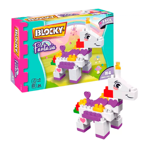 Kit de Construcción Blocky 36 Piezas Mini Unicornio Fantasía