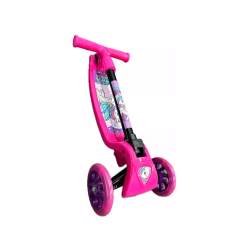 Monopatín Reforzado con Luces Plegable 3 Ruedas Unicornio Rosa