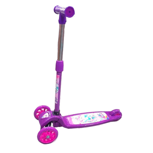Monopatín Reforzado con Luces Plegable 3 Ruedas Unicornio Lila