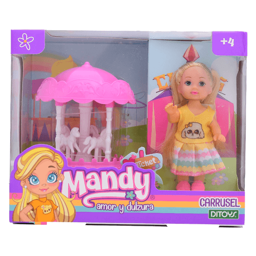 Muñeca Mandy Carrusel Caballos Blanco