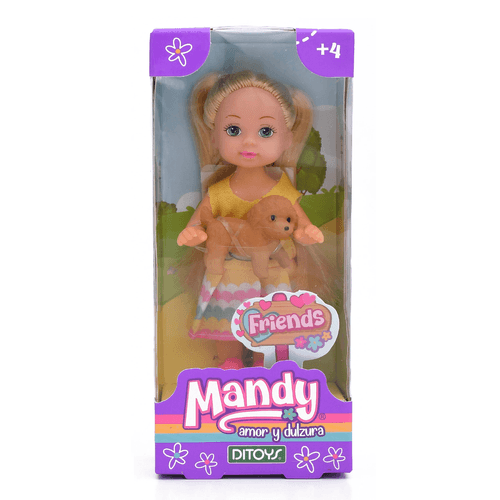 Muñeca Mandy y Puppy Remera Amarilla