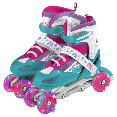 Rollers Tiny 3 en 1 con Luces y Ruedas Intercambiables Talle M Turquesa