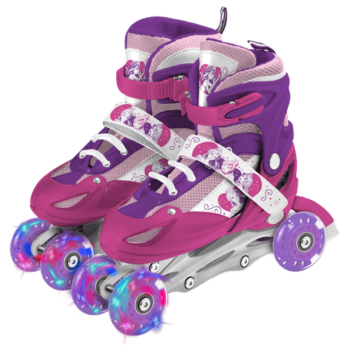 Rollers Princesas 3 en 1 con Luces y Ruedas Intercambiables Talle M Rosa