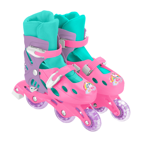 Rollers Unicornio Bota Regulable Talle S Rosa