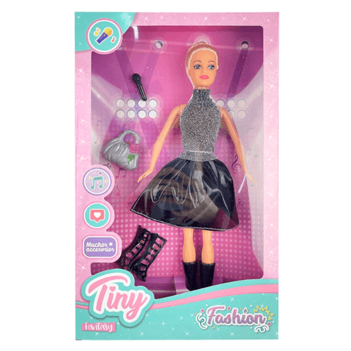 Muñeca Tiny Fashion Cantante Vestido Negro