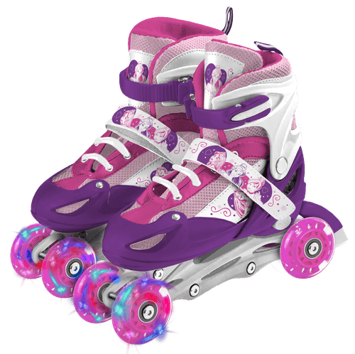 Rollers Princesas 3 en 1 con Luces y Ruedas Intercambiables Talle S Violeta