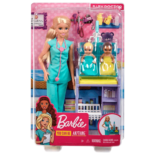 Muñeca Barbie de Colección Médica Pediatra de bebés Bata Celeste