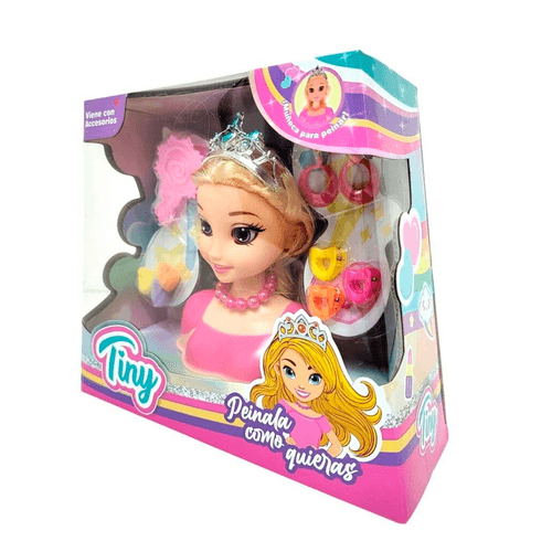 Muñeca Tiny para Peinar con Accesorios Remera Rosa