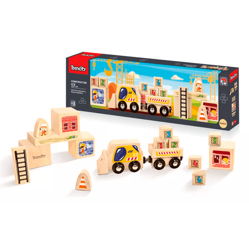 Trencity Constructor Bloques y Vehículos De Madera Imantados 17 Piezas