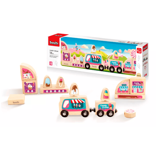 Trencity Candy Cream Bloques y Vehículos De Madera Imantados 14 Piezas