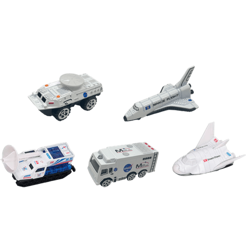 Pack x5 Vehículos Espaciales Die-Cast Metal Simil Hot Wheels Transbordador