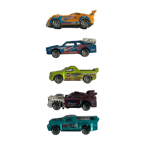 Pack x5 Autos Clásicos Die-Cast Metal Retro Simil Hot Wheels Amarillo Bosce