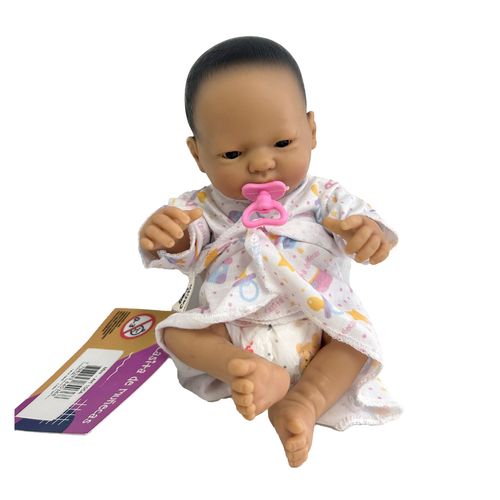 Bebote Realista Soft 25 cm con Bata Blancacon Dibujos y Chupete