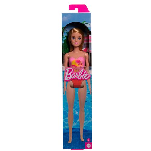 Muñeca Barbie de Playa Rubia Traje Rosa