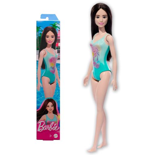 Muñeca Barbie de Playa Morocha Traje Celeste