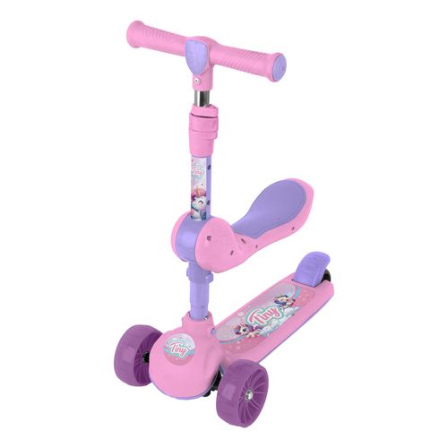 Monopatín Scooter 3 en 1 Plegable con Luces Rosa Tiny