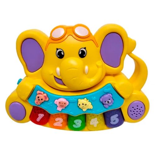 Piano Interactivo de Elefante con Luces y Sonidos Amarillo
