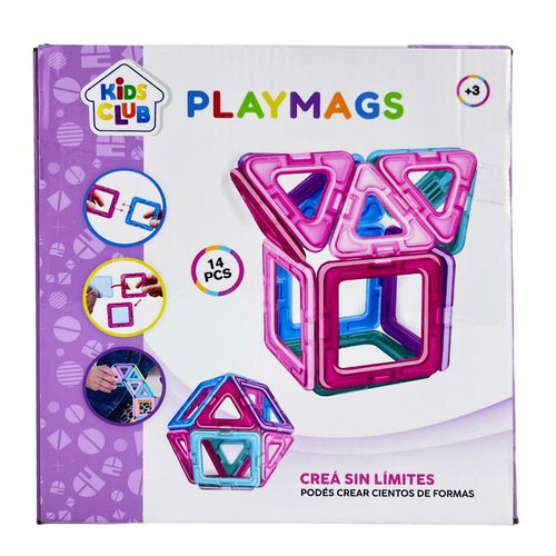Playmags Juego de Bloques Magnéticos Incluye 14 Piezas Rosas