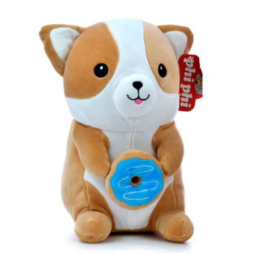 Peluche Gato Marrón Sentado con Dona 28 cm