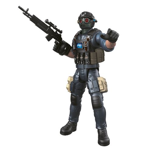Figura Articulada Soldado 30 cm Comando Antiterrorismo Azul con Máscara de Gas