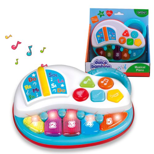 Dolce Bambino Piano Musical Interactivo con Luces y Sonidos Celeste