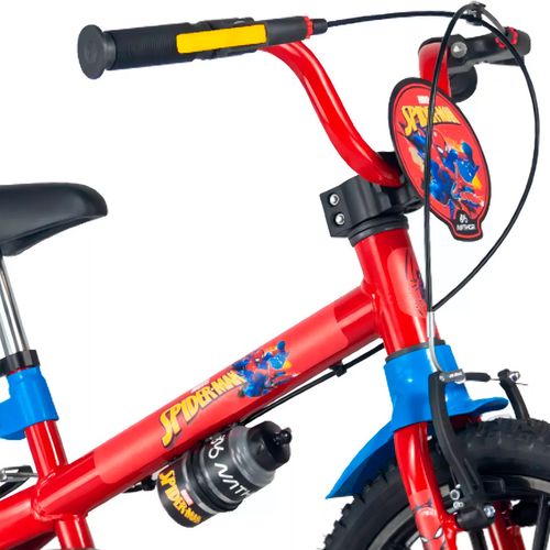 Bicicleta Rodado 12 Marvel Spiderman Azul y Rojo con Rueditas y Cantimplora