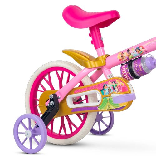 Bicicleta Rodado 12 Disney Princesas Rosa con Rueditas, Canasto y Cantimplora